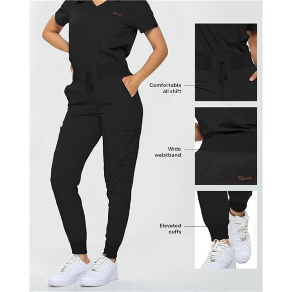 Slim Fit Stretchy Scrubs Women's Jogger Scrub Set Slim Jogger - Picture 5 of 7